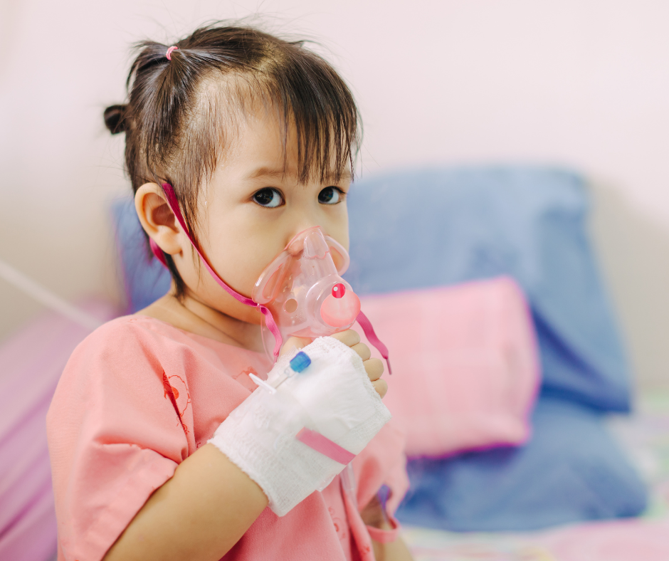 child receiving oxygen