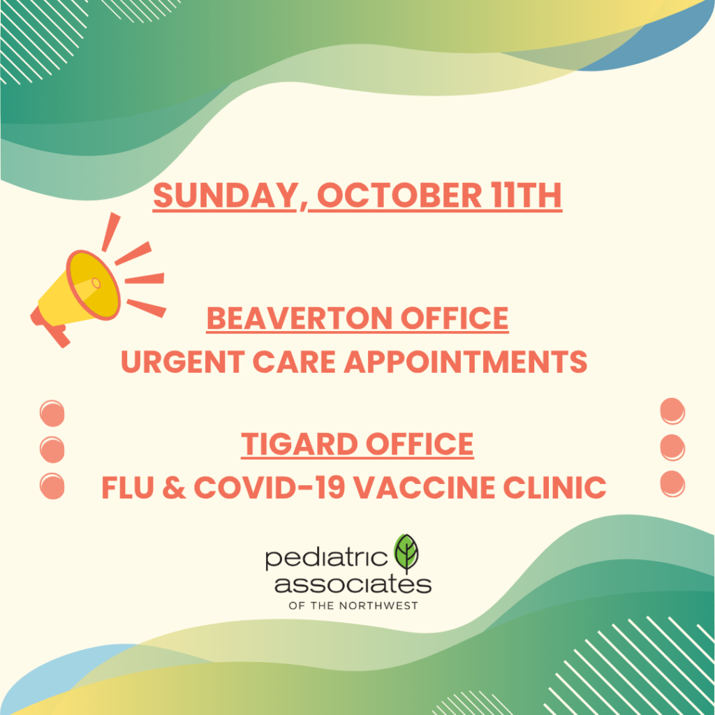 We are moving our Sunday urgent care appointments to our Beaverton office for this Sunday only.